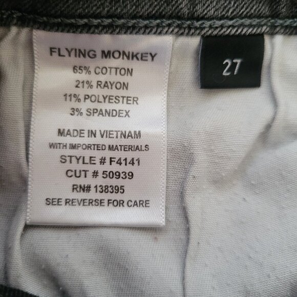 Buckle Flying Monkey Button Fly Women’s Sz 27 Black Denim Jeans, Skinny, Frayed - Picture 8 of 11